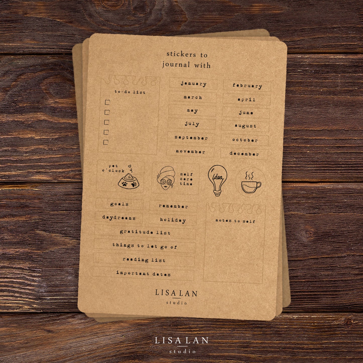 Kraft journal stickers