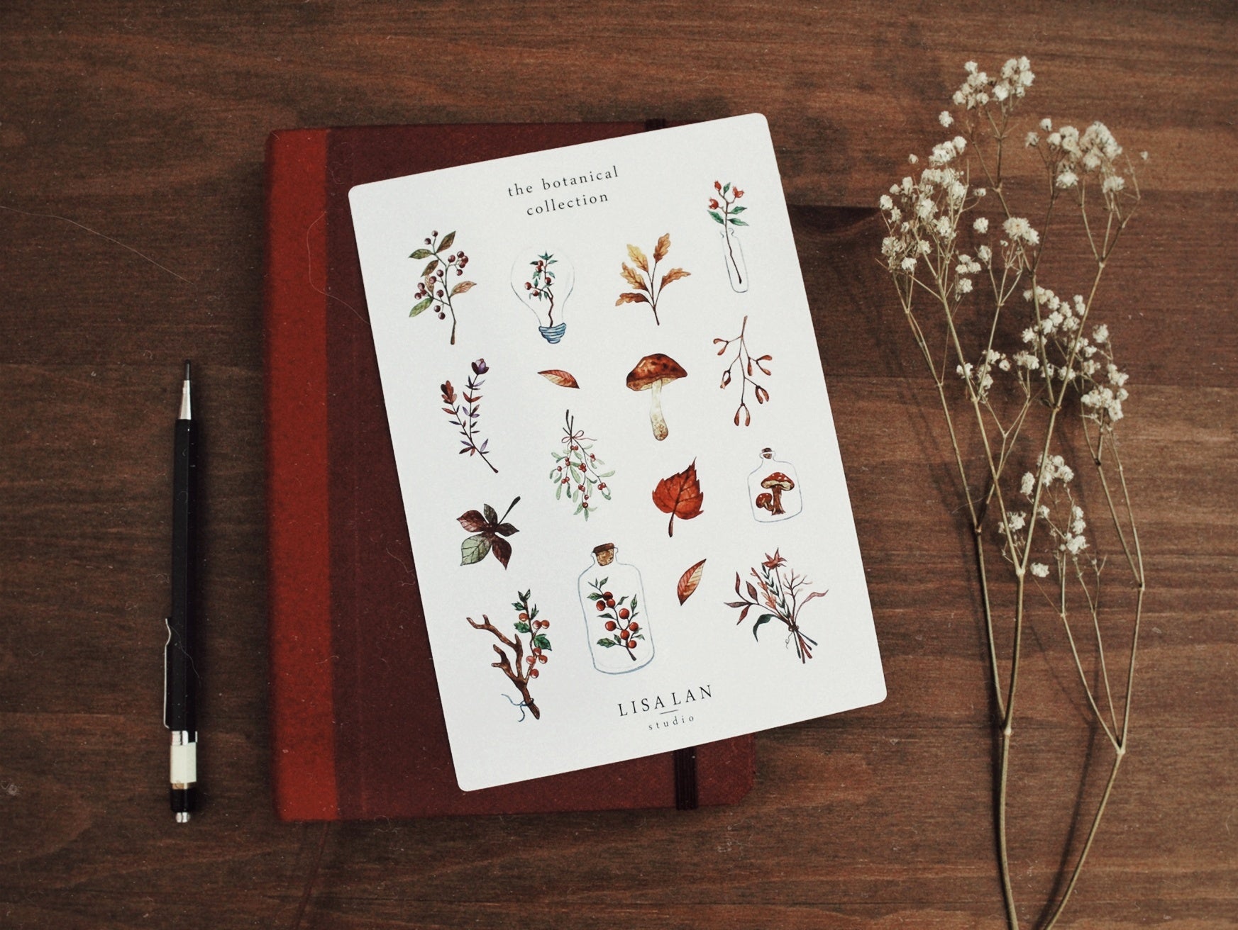 Botanical watercolour stickers